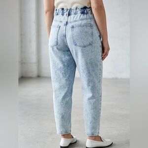 Zara Jeans Acid Washed Women US 12 EU 44 Light Blue 100% Cotton Preppy Comfort